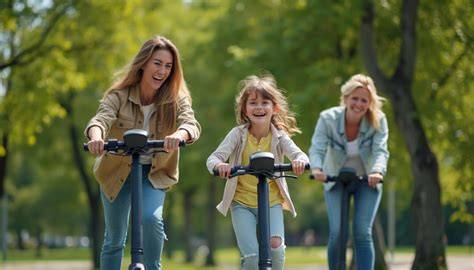 Famille en trottinette électrique dans le Jura bernois
