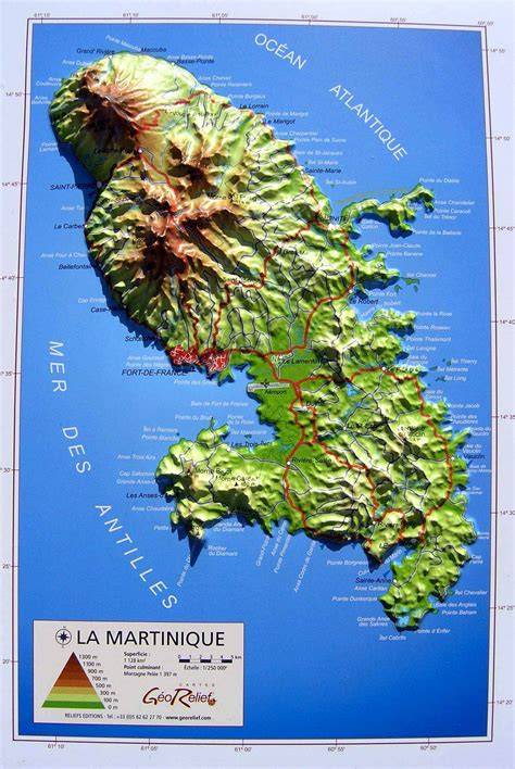 Carte du relief de la Martinique