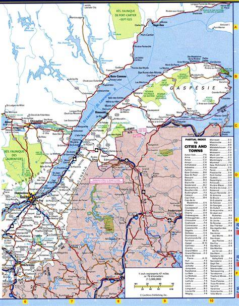 Carte touristique du Québec et itinéraire routier