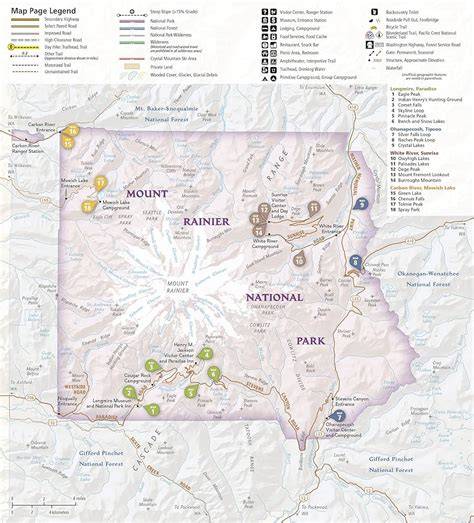 Carte des secteurs du parc national Rainier