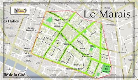 Carte touristique du quartier du Marais Paris