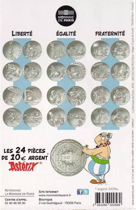 Pièce 10 euros argent Astérix Égalité