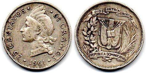 Pièce dominicaine 25 centavos 1961