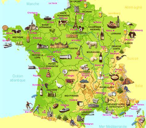 Carte des itinéraires touristiques en France