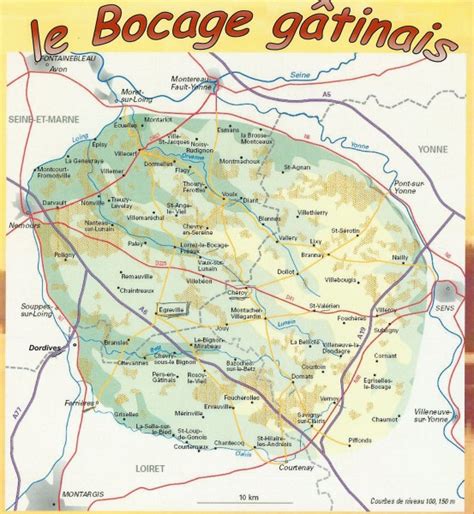 Carte du projet de PNR Bocage gâtinais