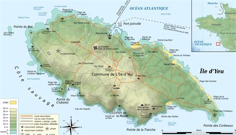 Carte touristique des plages de l’île d’Yeu