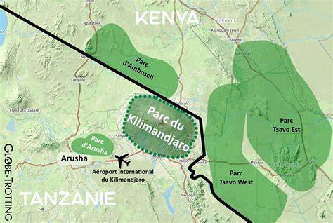 Carte aéroport Kilimandjaro Arusha Tarangire