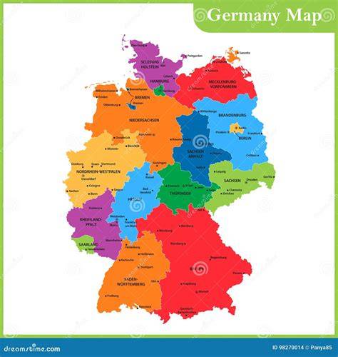 Carte touristique des régions allemandes