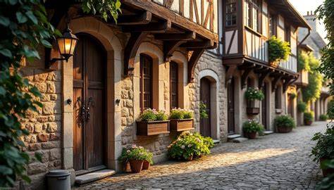 Ruelles anciennes et façades en pierre du Dorat