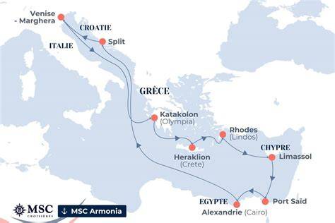 Carte des destinations Costa Croisières