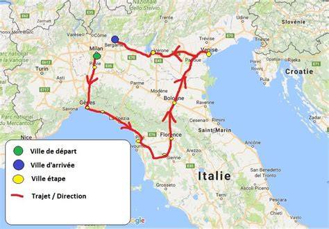 Carte des circuits en autocar en Italie