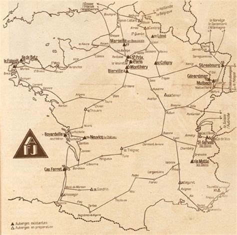 Carte des auberges de jeunesse en France