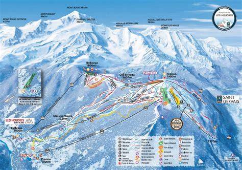 Carte des pistes de ski des Houches