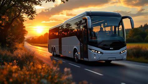 Autocar moderne sur route européenne