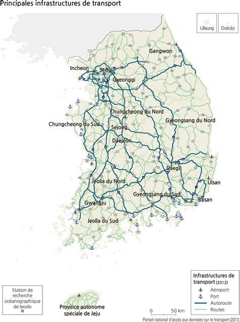 Carte des aéroports de Corée du Sud