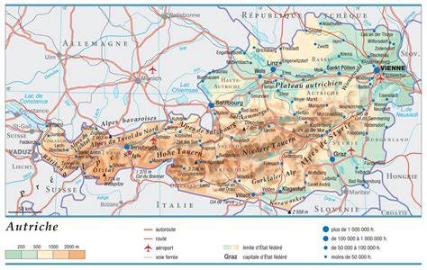 Carte touristique de l’Autriche et ses régions
