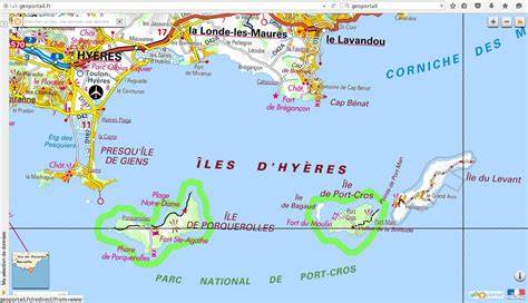 Carte des îles d’Or et Hyères