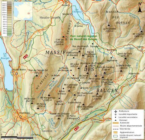 Carte du Massif des Bauges