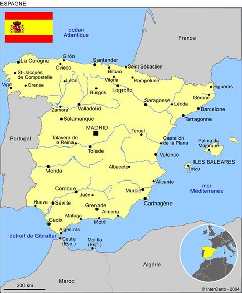 Carte de l’Espagne continentale