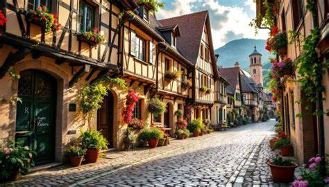 Cité Plantagenêt rues pavées maisons à pans de bois