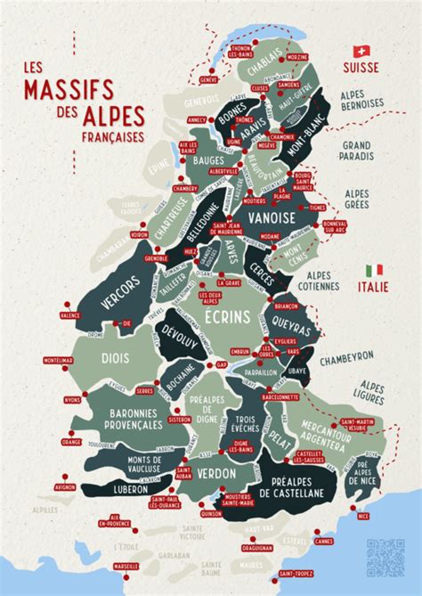 Carte des massifs skiables français