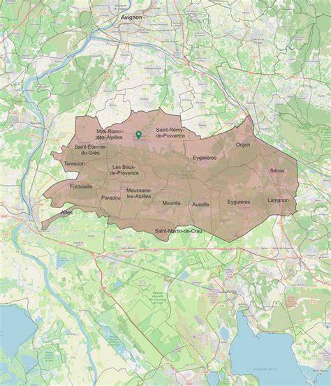 Carte du parc naturel régional des Alpilles