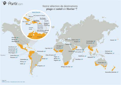 Carte des destinations all inclusive en février