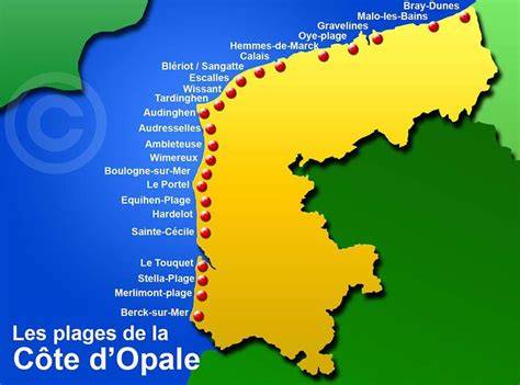 Carte des plages de la Côte d’Opale