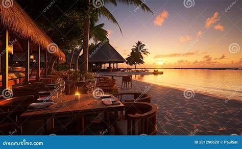 Restaurant plage coucher soleil Maldives