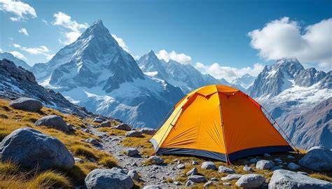 tente haute montagne sur terrain rocheux