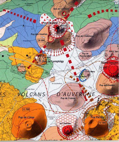 Carte des volcans d'Auvergne et Vulcania