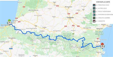Carte route des cols Pyrénées est ouest
