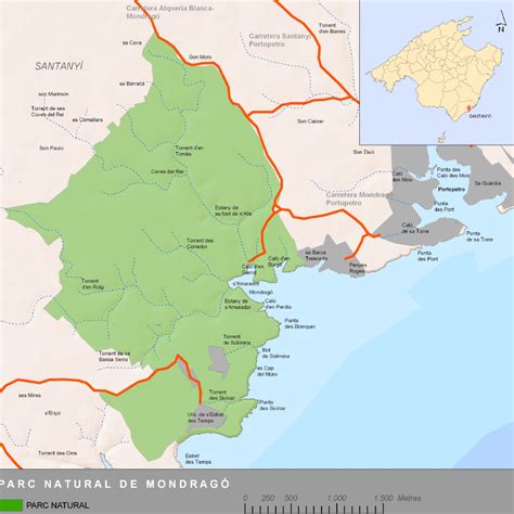 Carte du parc naturel de Mondragó