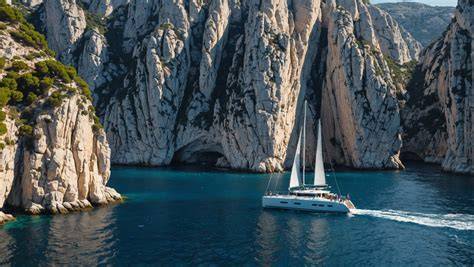 Catamaran EVJF dans les Calanques de Marseille
