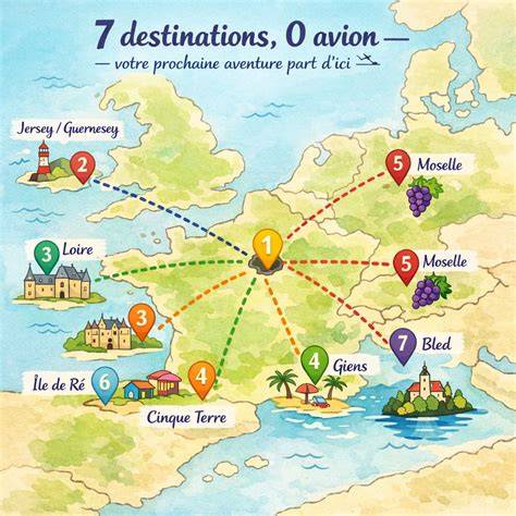 Carte des destinations françaises sans avion