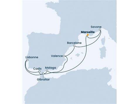 Carte croisière Andalousie départ Marseille