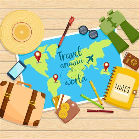 Illustration de voyage avec paysages du monde