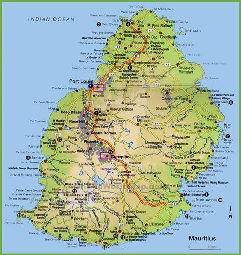 Carte de l’île Maurice et des Seychelles