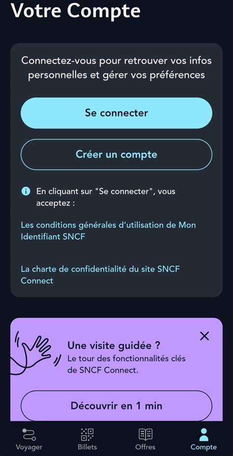 Application SNCF Connect et compte voyageur