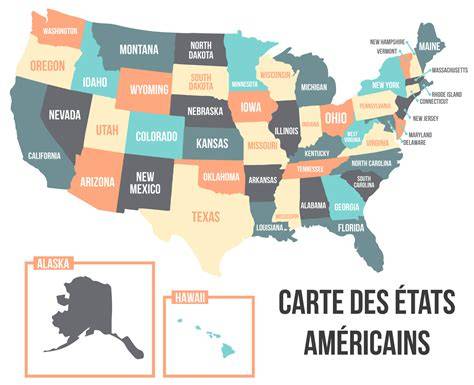 Carte politique des 50 États américains