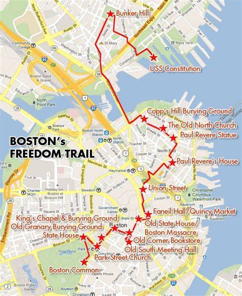 Boston vue aérienne et Freedom Trail