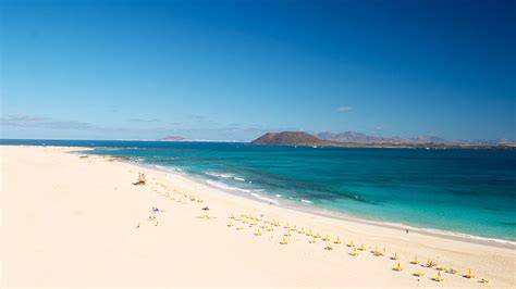 Grande plage de Corralejo et océan