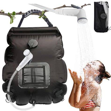 Pommeau douche solaire portable et valve
