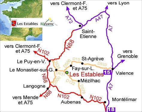 Carte accès routier Les Estables