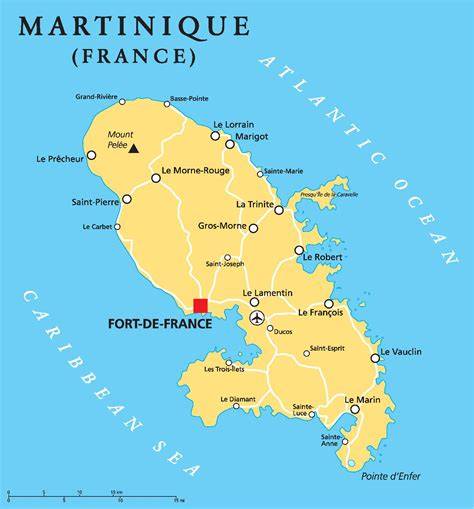 Carte de la Martinique et ses régions