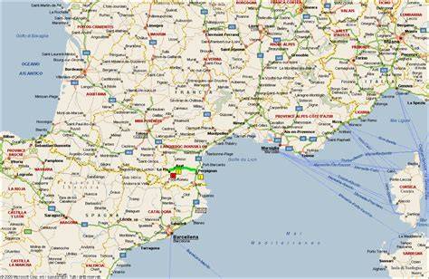 Carte routière entre Agde et Perpignan