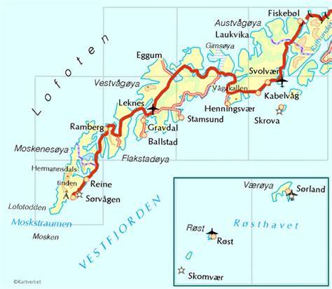 Carte de Reine et des îles Lofoten