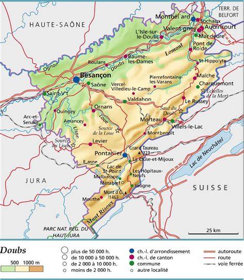 Carte de Pontarlier et du Haut-Doubs