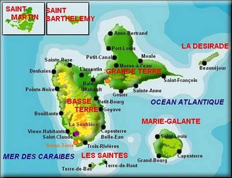 carte de la Guadeloupe et ses îles