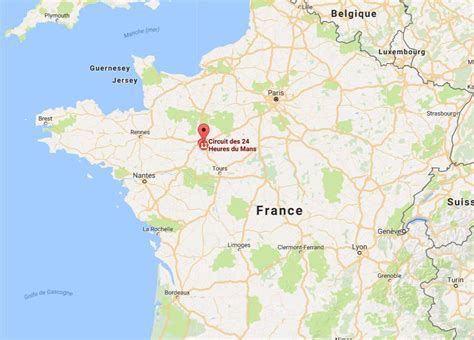 Carte de France situant Paris et Le Mans